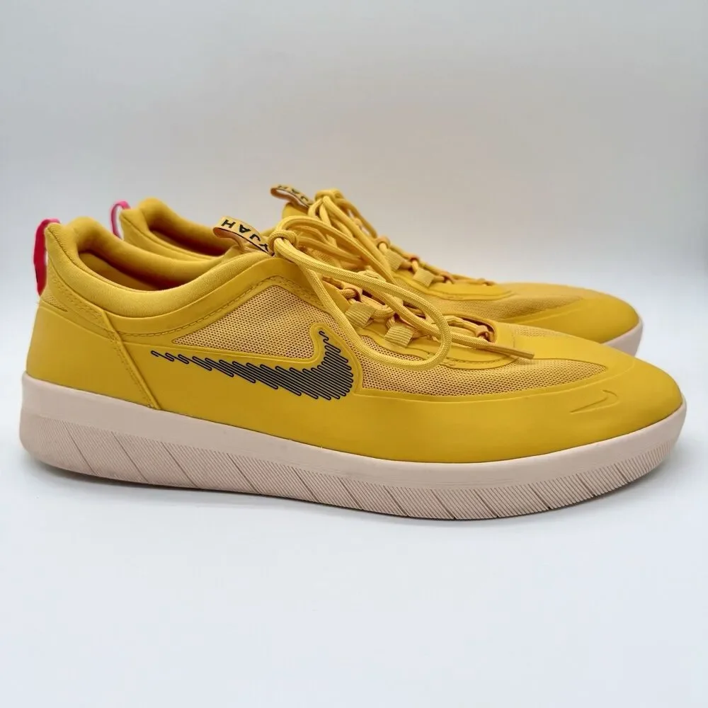 NIKE SB NYJAH Free 2 Sneaker Shoes Mens 12 Yellow Pollen Pink Lace-Up CU9220-700